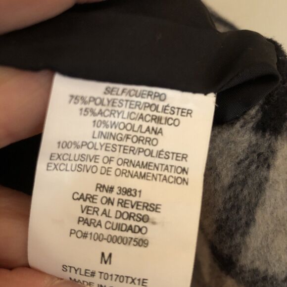 JOLT MEDIUM BLACK GREY PLAID WOOL FLANNEL ZIP FRONT JACKET PEPLUM CHEST POCKET - Picture 9 of 9